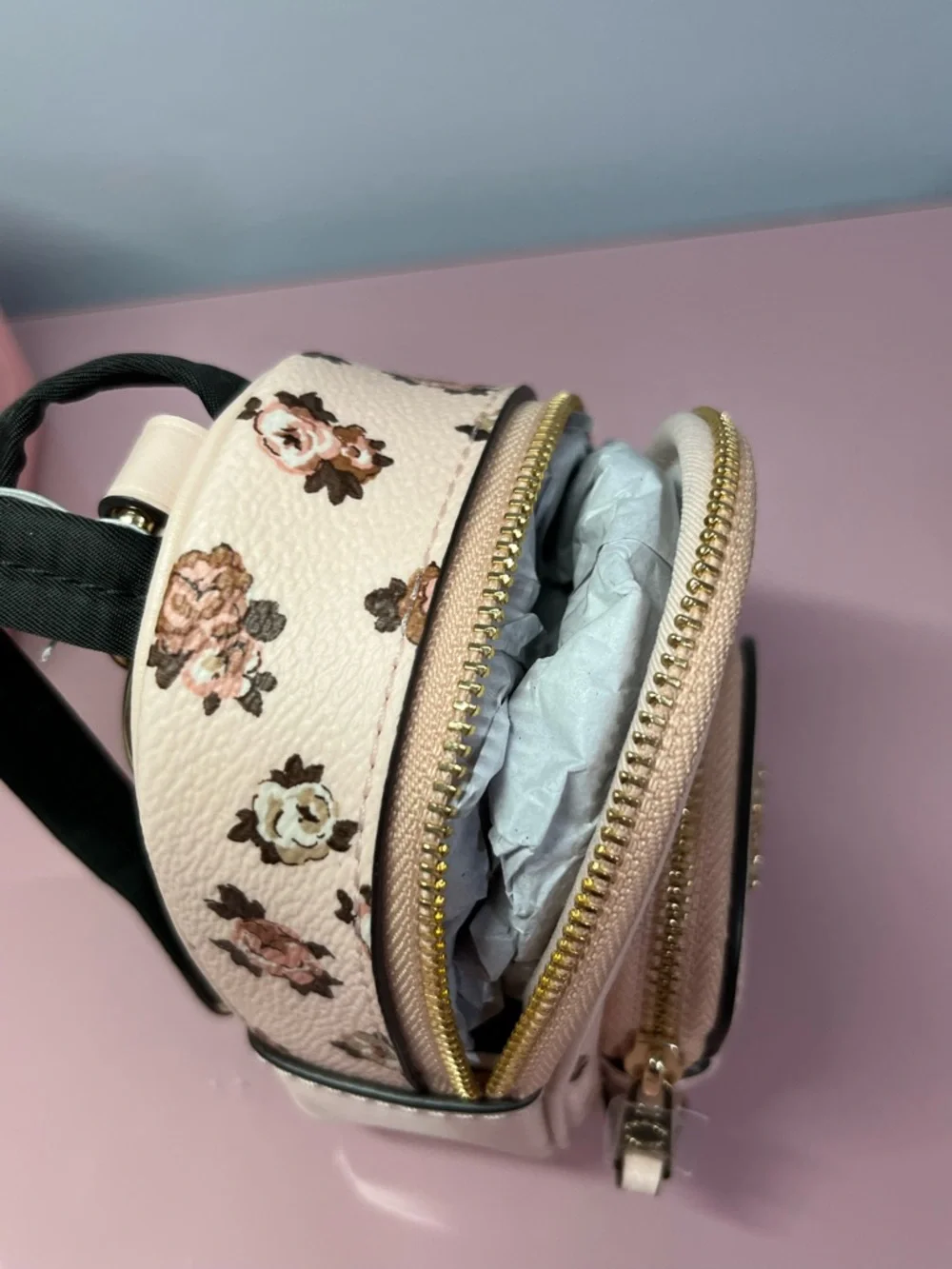 NWT Coach Pink Floral Mini Backpack Keychain Charm🩷 - Picture 7 of 10